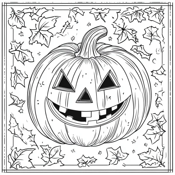 Cute smiling halloween jack-o'-lantern, cartoon style — free printable coloring page