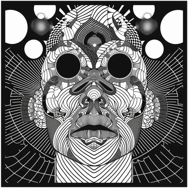 Abstract tribal-style human head portrait, tribal and abstract art style — free printable character theme coloring book page