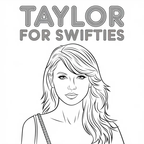 Line art portrait of taylor swift, realistic sketch style — free printable stars coloring book page