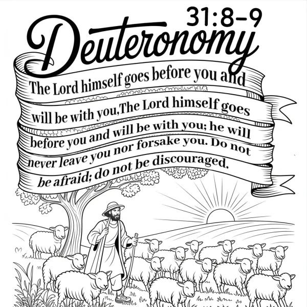 Shepherd with flock of sheep, realistic sketch style — free printable religious stories coloring book page
