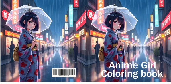 动漫女孩 — free printable rainy days coloring book page