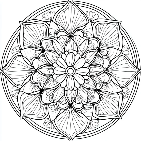 Mandala floral pattern, abstract art style — free printable coloring page