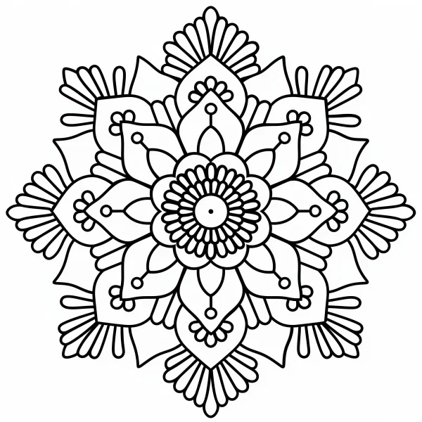 Symmetrical mandala pattern, abstract art style — free printable coloring page