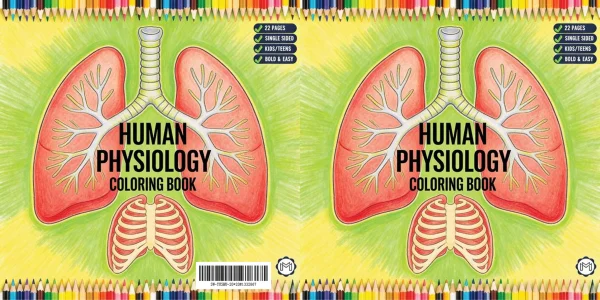 Coloring book cover, human lungs and ribs illustration — free printable coloring page