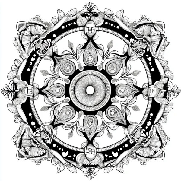 Mandala decorative pattern, mandala style — free printable coloring page