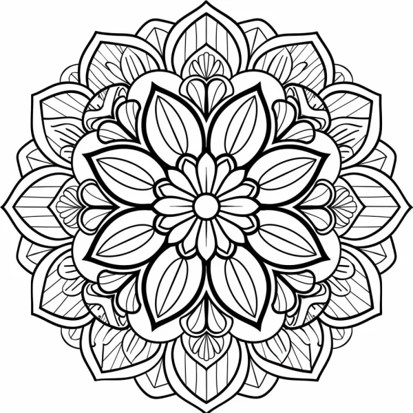 Mandala flower pattern, abstract art style — free printable coloring page