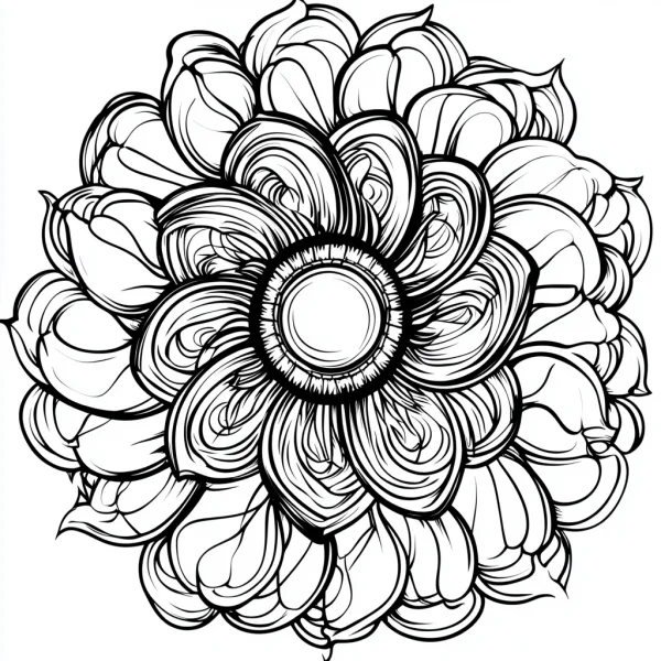 Mandala symmetrical pattern, abstract art style — free printable coloring page