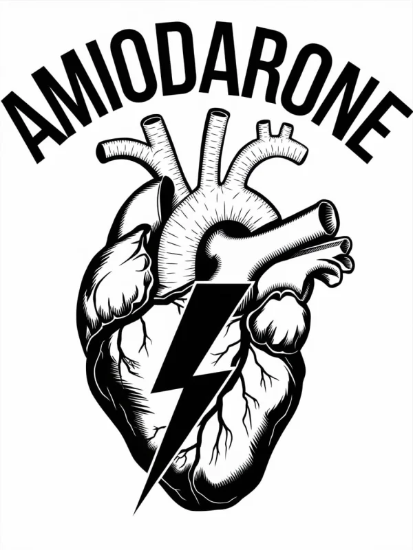 Anatomical heart with lightning bolt, realistic style — free printable healthcare coloring book page