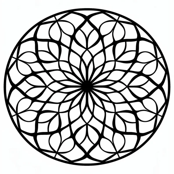Coloring book page, symmetrical mandala pattern — free printable coloring page