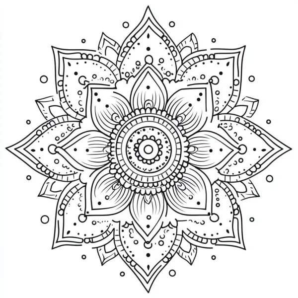 Mandala flower pattern, decorative mandala style — free printable coloring page