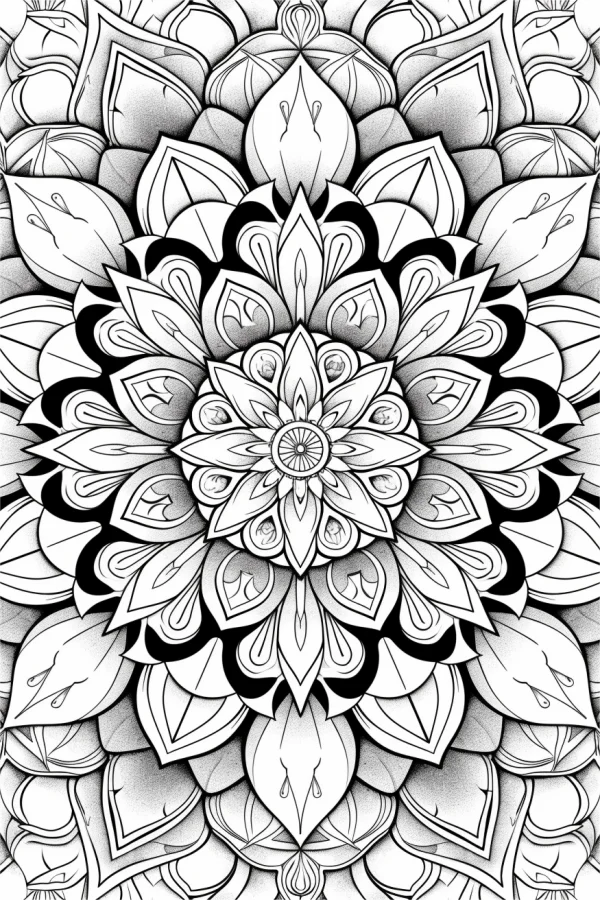 Intricate mandala pattern, abstract art style — free printable coloring page