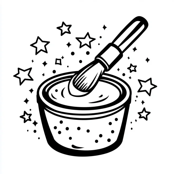 Paint bowl with brush, cartoon style — free printable handmade diy coloring book page