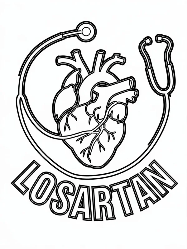 Human heart wrapped with stethoscope, realistic medical themed line art — free printable healthcare coloring book page