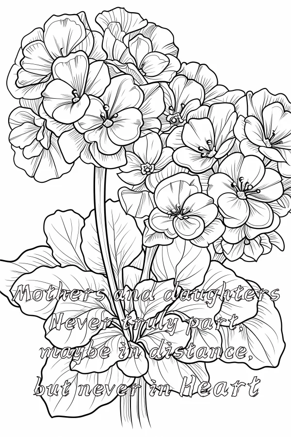 Mother's day themed flower bouquet, illustration style — free printable mother's day coloring book page