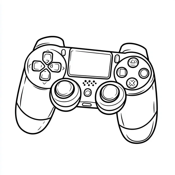 Game controller, sketch style — free printable games coloring book page