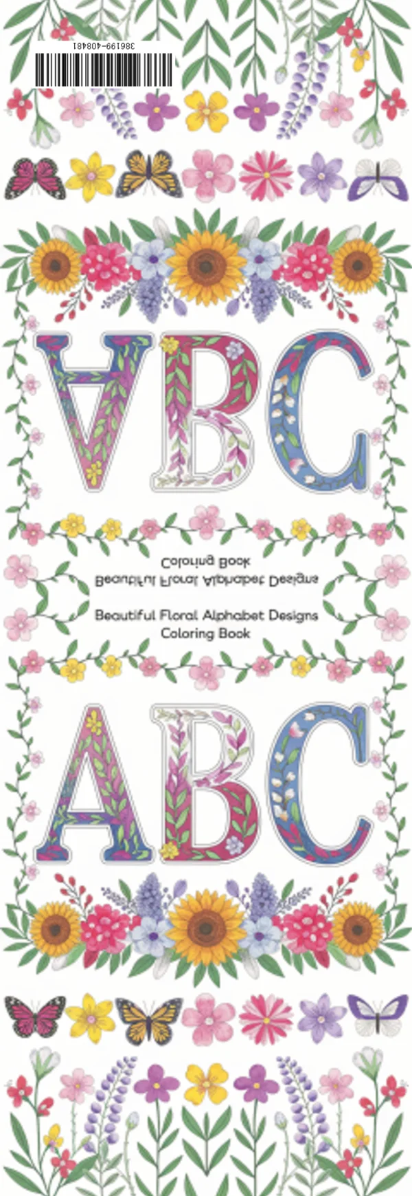 Coloring book cover, floral decorated abc letters — free printable coloring page