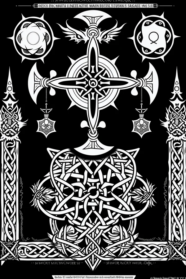 Celtic knotwork symmetrical decorative pattern, celtic art style — free printable celtic culture coloring book page