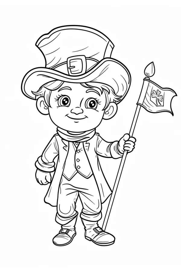 Cute st. patrick's day leprechaun, cartoon style — free printable cartoon characters coloring book page