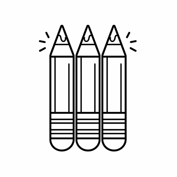 Three colored pencils, minimalist style — free printable stationery coloring book page