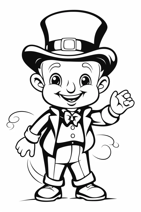 Cute cartoon leprechaun, saint patrick's day theme — free printable st. patrick's day coloring book page