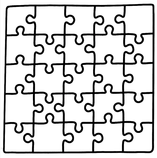 Puzzle outline, line art style — free printable puzzles coloring book page