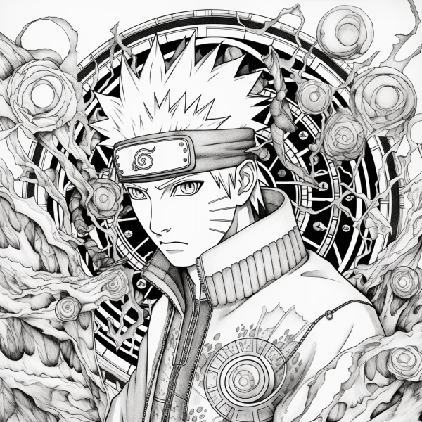 Anime ninja naruto uzumaki, anime sketch style — free printable ninja coloring book page