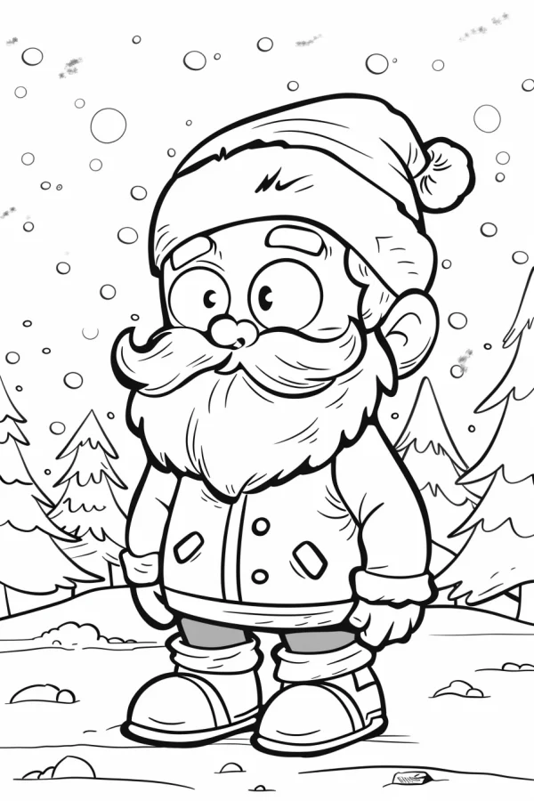 Cute cartoon santa claus, cartoon style — free printable cartoon characters coloring book page