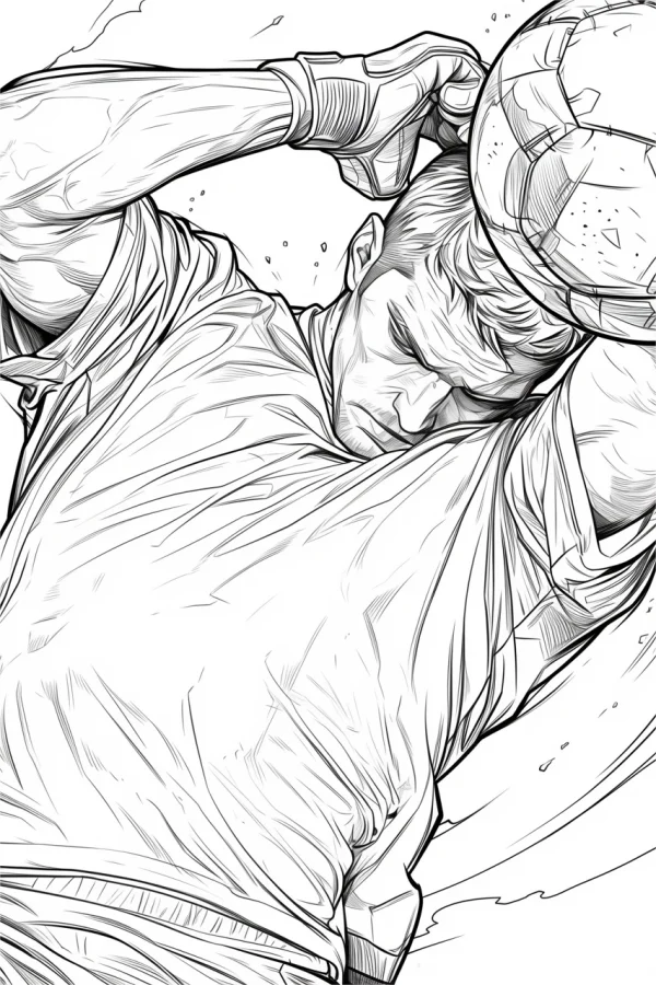 Soccer goalkeeper holding a soccer ball, realistic style — free printable soccer coloring book page