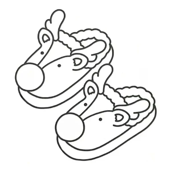 Reindeer-shaped slippers, cartoon style — free printable living items coloring book page