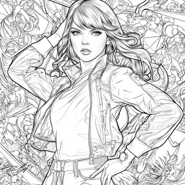 Stylish long-haired girl in a bomber jacket, anime illustration style — free printable entertainment coloring book page