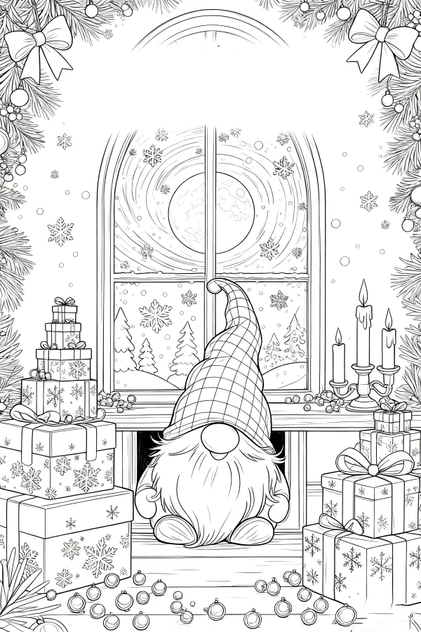 圣诞地精 — free printable festivals coloring book page