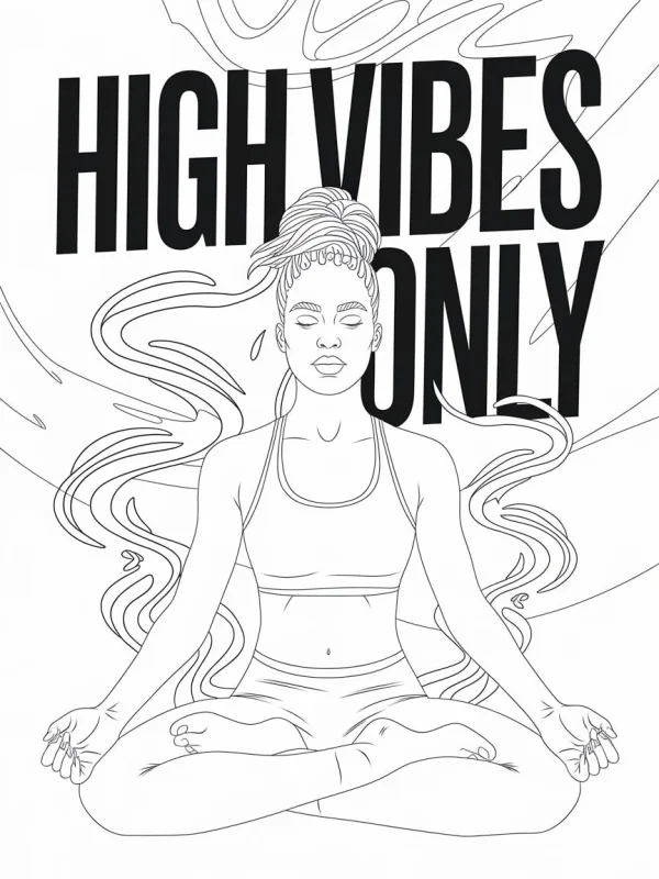 Woman in yoga meditation pose, minimalist illustration style — free printable meditation coloring book page