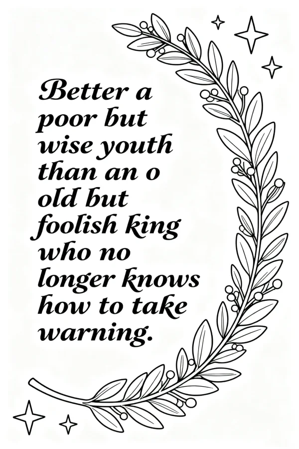 Coloring book page, inspirational quote with laurel wreath decoration — free printable text decoration coloring book page