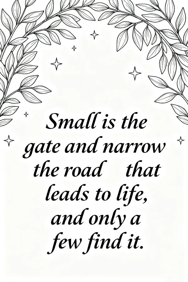Inspirational english quote with leaf vine borders and star decorations, minimalist illustration style — free printable text decoration coloring book page