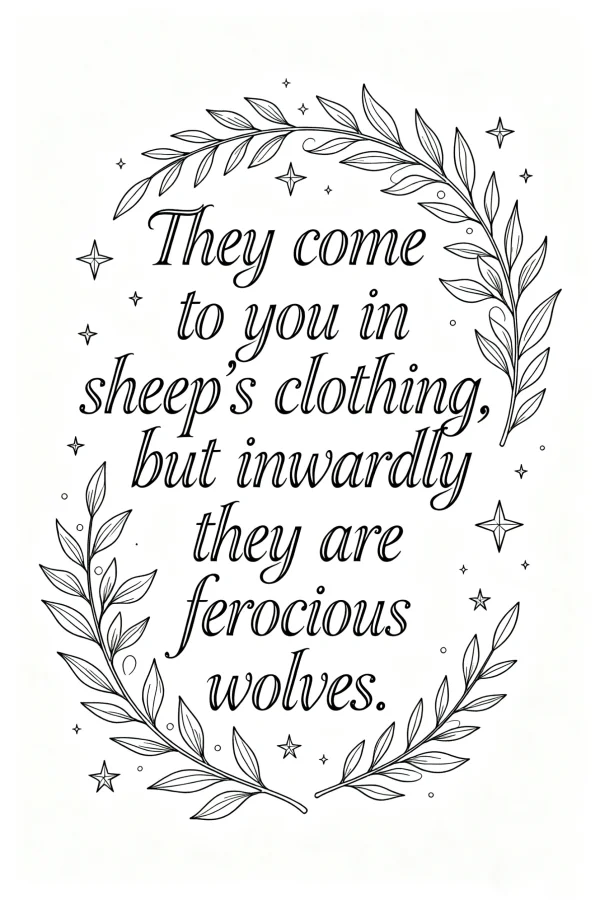 Coloring book page, inspirational english quote surrounded by leaf wreath and stars — free printable text art coloring book page