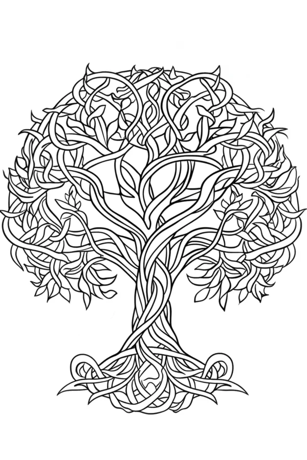 Celtic tree of life, celtic style — free printable celtic culture coloring book page
