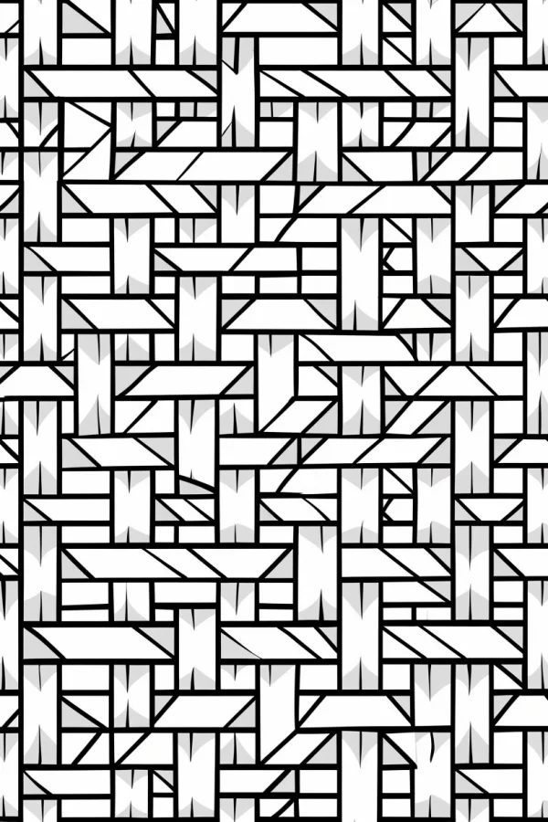 Geometric woven repeating pattern, abstract style — free printable geometry coloring book page