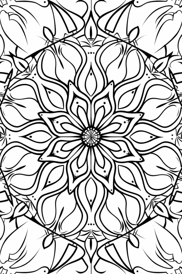 Mandala floral pattern, abstract art style — free printable zen coloring book page