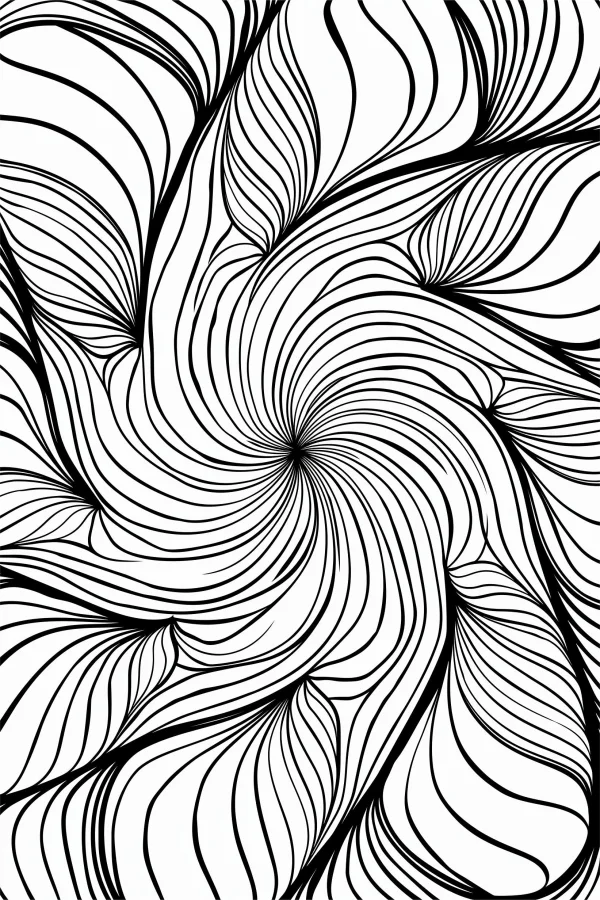 Coloring book page, abstract spiral line pattern — free printable order coloring book page