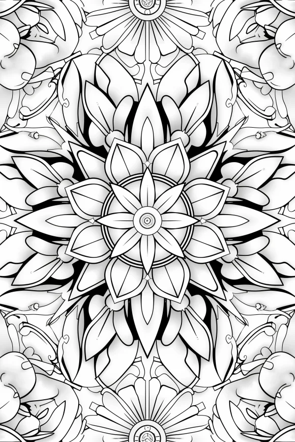 Mandala floral pattern, abstract and decorative art style — free printable order coloring book page