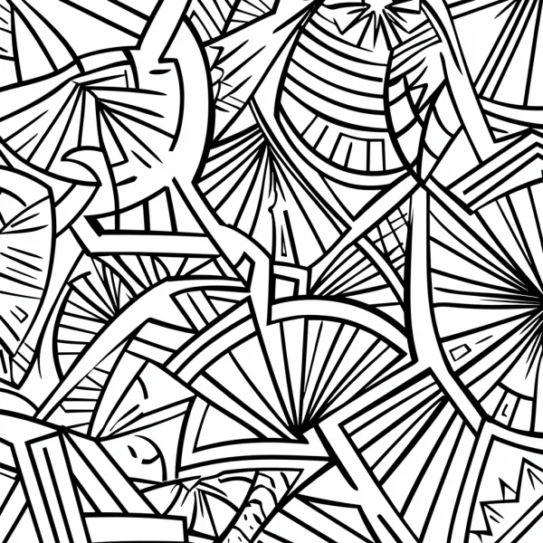 Abstract geometric zentangle line pattern, zentangle style — free printable order coloring book page