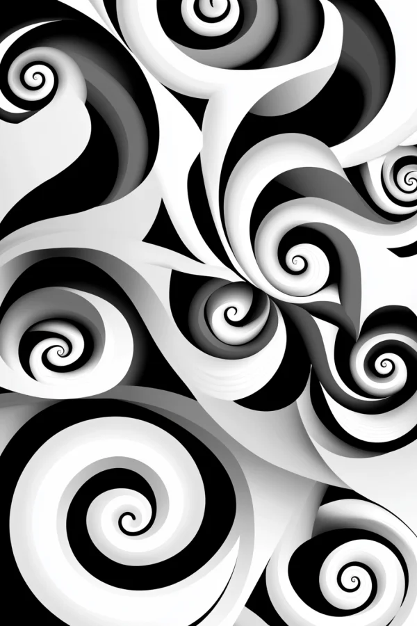 Abstract spiral patterns, abstract art style — free printable order coloring book page