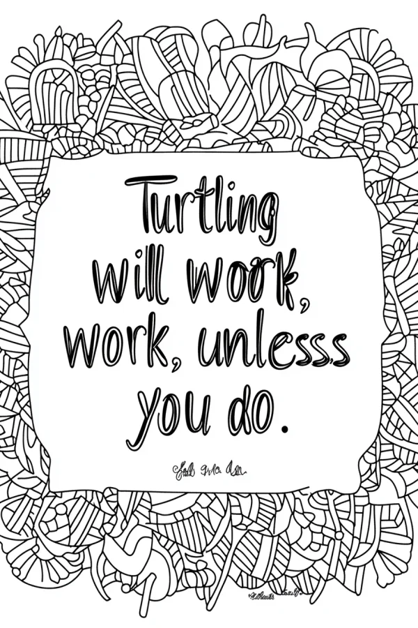 Inspirational text box surrounded by zentangle patterns, hand-drawn style — free printable zendoodle coloring book page