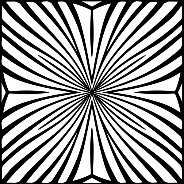 Radial symmetric geometric line art, abstract style — free printable order coloring book page