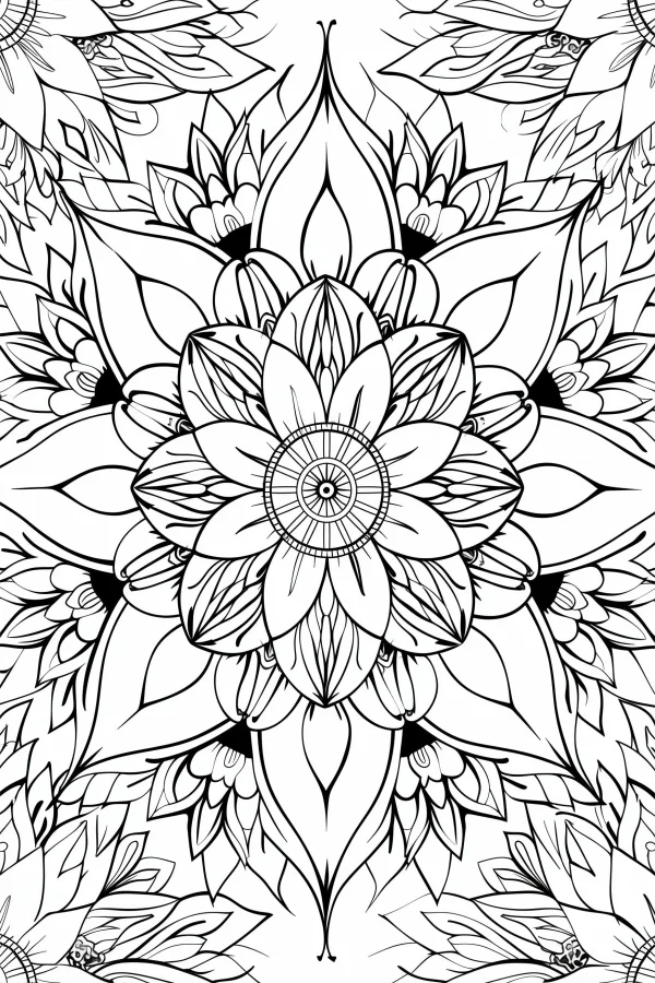 Mandala flower, abstract mandala style — free printable abstract art coloring book page