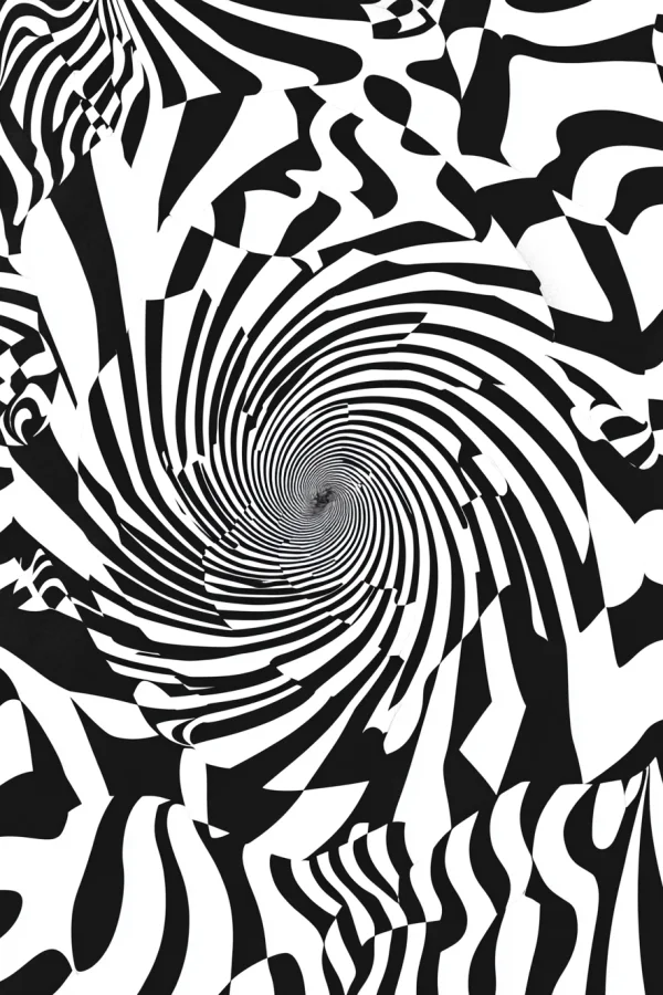 Abstract spiral line pattern, surreal abstract art style — free printable surreal coloring book page