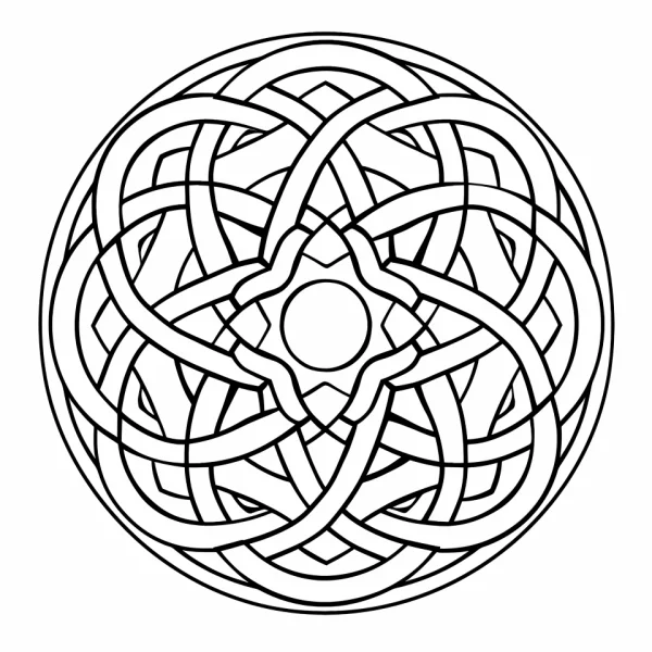 Circular celtic knot pattern, celtic cultural style — free printable celtic coloring book page
