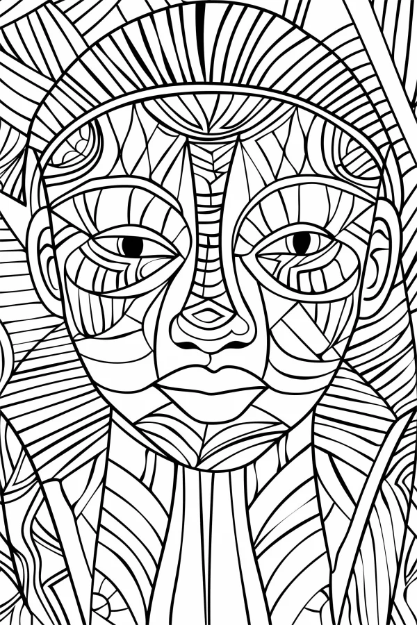 Zentangle-style indigenous person head, tribal art style — free printable indigenous culture coloring book page