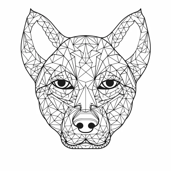 Geometric style wolf head, abstract geometric art — free printable abstract art coloring book page
