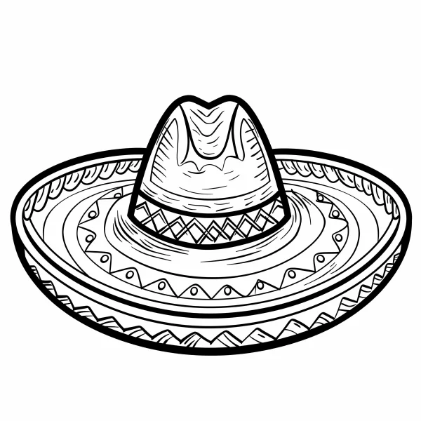 Mexican sombrero, latin american style — free printable latin america coloring book page